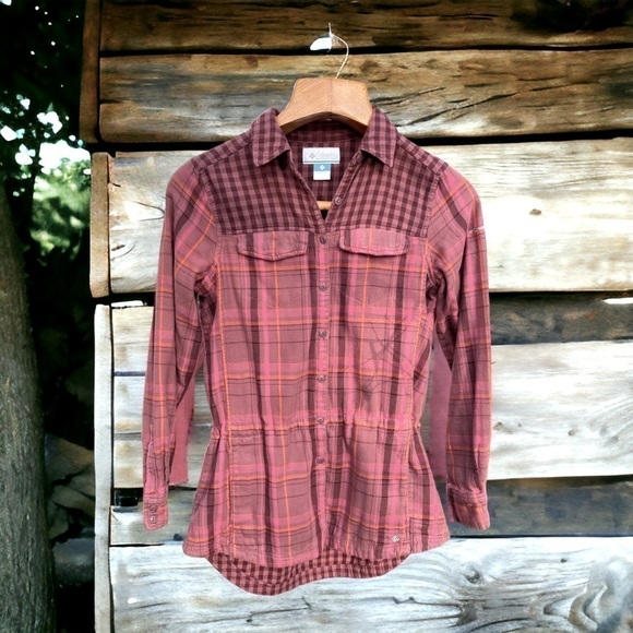 COLUMBIA shirt, size L, inner adjustable drawstring, roomy front pockets, cotton - Picture 1 of 5